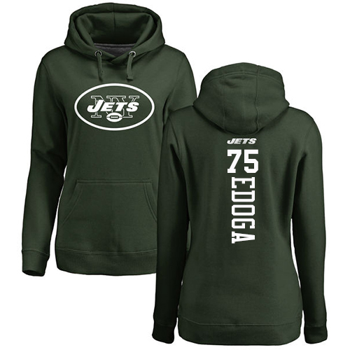New York Jets Green Women Chuma Edoga Backer NFL Football #75 Pullover Hoodie Sweatshirts